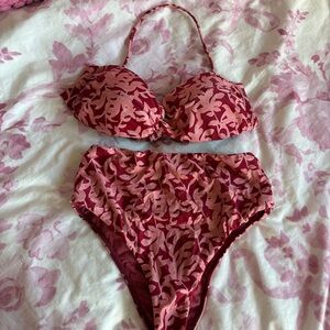 VIX Paula Hermanny high waisted strapless red bikini
